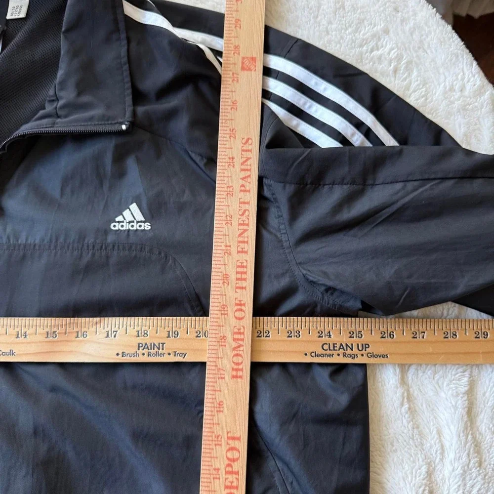 adidas Men's Black 3-Stripe Lightweight Zip Windbreaker Jacket 2XL